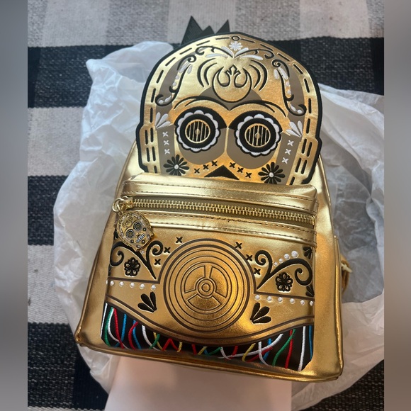 Loungefly Star Wars C-3PO Embroidered Day of the Dead Mini Backpack NWT - Picture 9 of 11